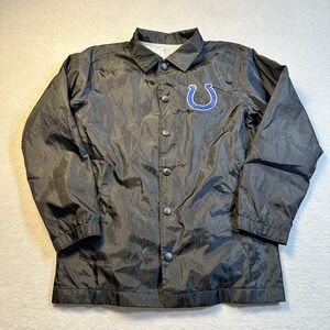 Indianapolis Colts NFL Team Apparel Youth Snap Front Jacket Black Size 8